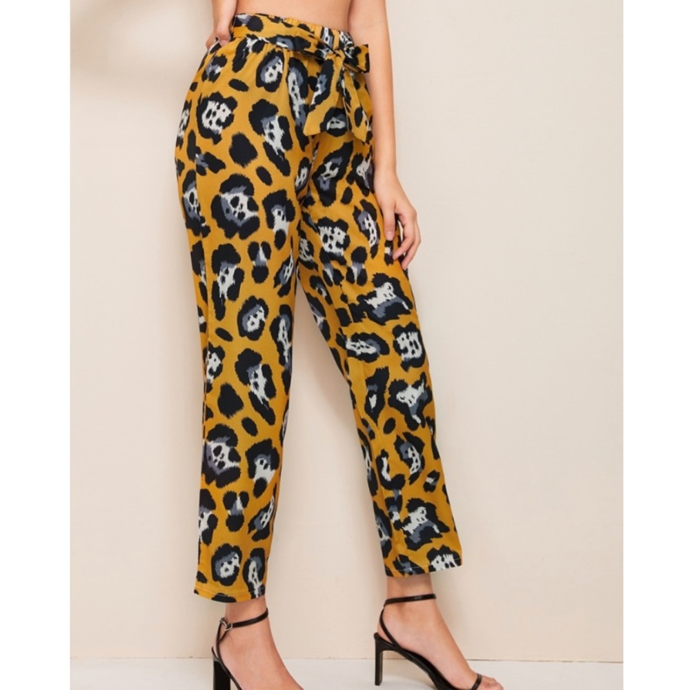 Cheetah Print Ankle Tie Pant